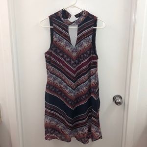Navy patterned dress with cutout